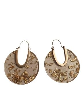 Gold Flake Neutral Resin Drop Earrings